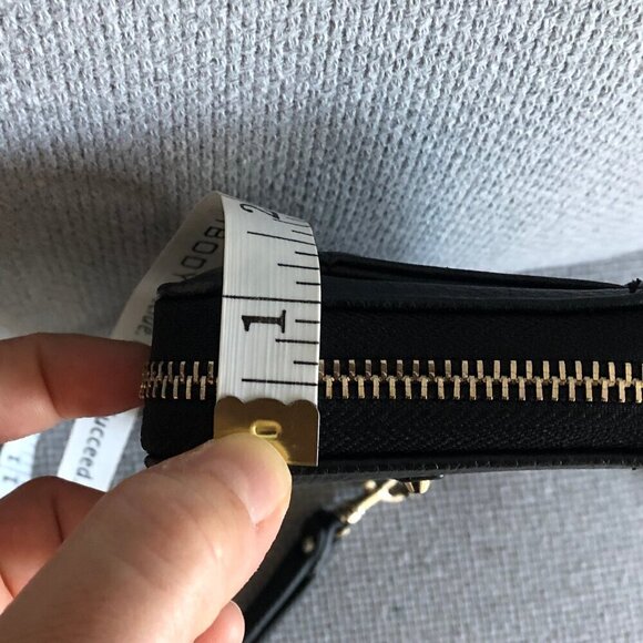 VINTAGE GUESS 1981 Black Leather Wallet Clutch Strap Studded Silver Hardware - Picture 10 of 14